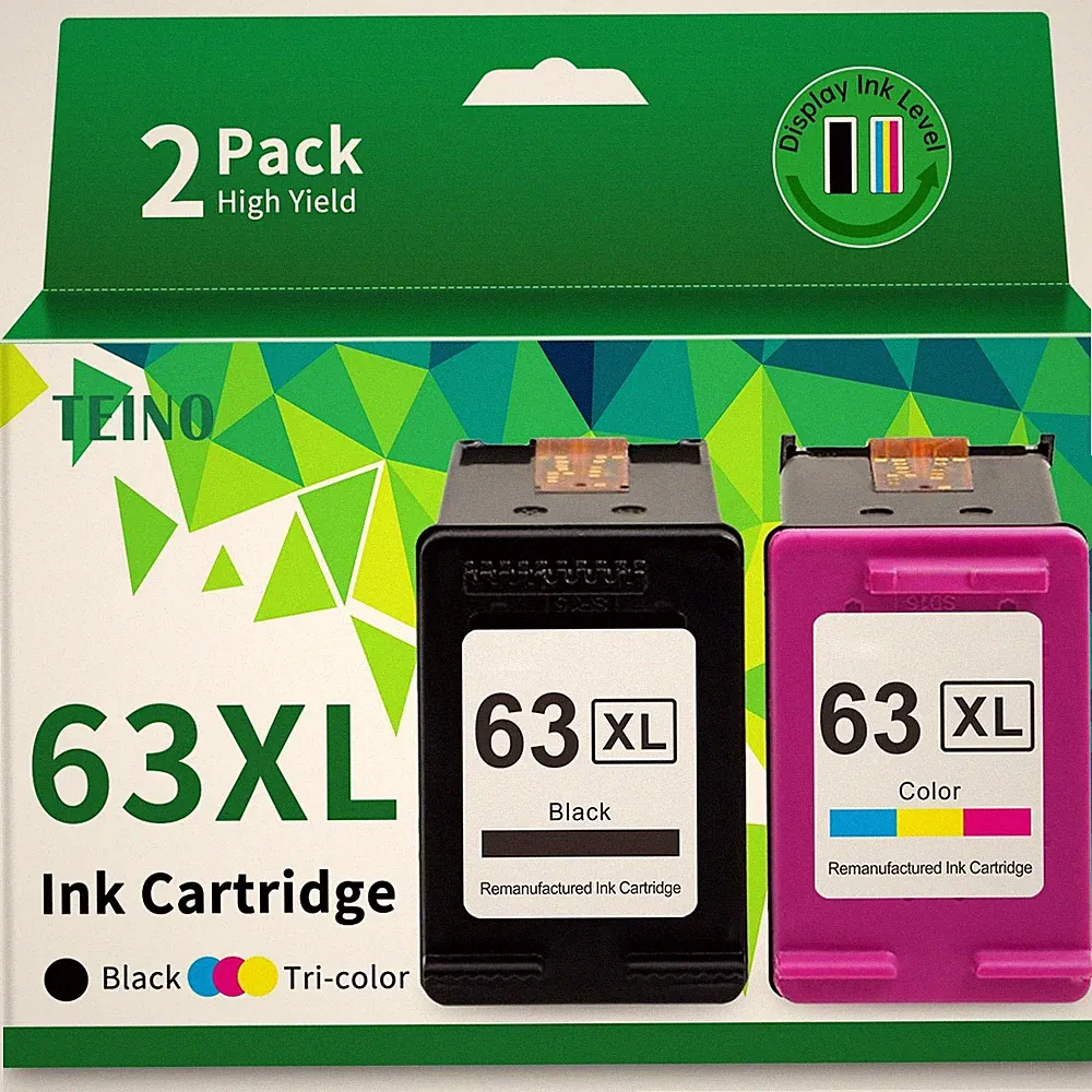 TEINO 63XL Ink Cartridge Black/Color Replacement for HP 63XL OfficeJet DeskJet
