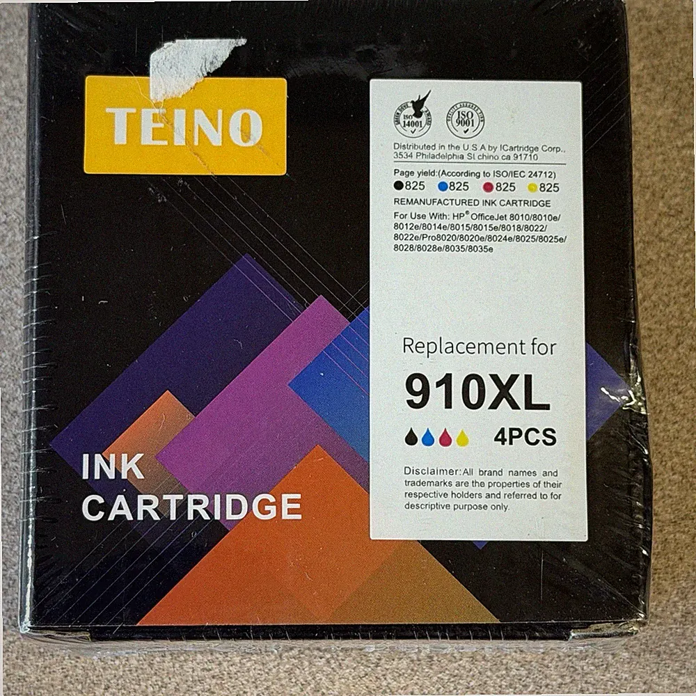 Teino Ink Cartridge HP Compatible Replacement For 910XL 4-Pack High Yield Black
